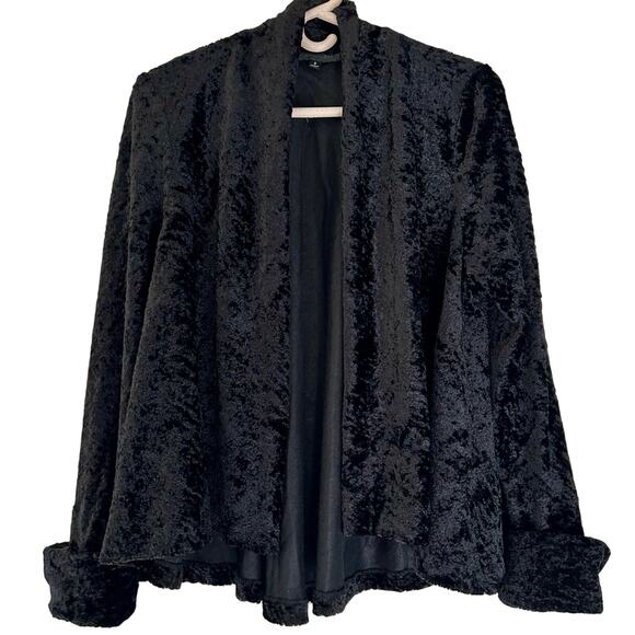 Connected crushed velvet look open cardigan jacket cuffed sleeve gothic Emo S - Picture 1 of 11